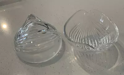 Vintage Mikasa Crystal Serving Bowl Unique Shape With Deep Waves With Lid. • $30