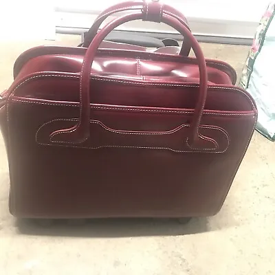 McKlein Detachable-Wheeled Rolling 17-inch Laptop Briefcase Red/Wine Preowned • $119