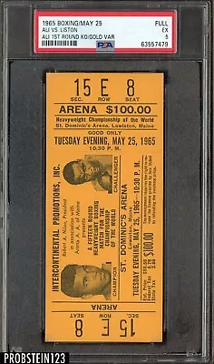 1965 Boxing Ali Vs Liston Full Ticket Muhammad Ali 1st Round KO Gold PSA 5 • $156.50