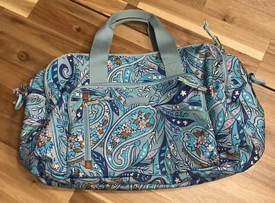 Vera Bradley Lighten Up Compact Weekender Travel Bag Daisy Paisley Blue No Strap • $20