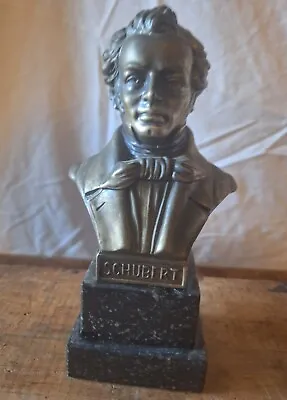 Vintage Small Bronze? Bust Schubert W Germany Marble Base • $29.99