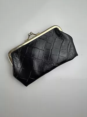 Vintage Faux Crocodile Leather Snap Closure Coin Purse Mini Makeup Bag Wallet • $5