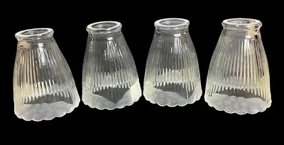 Vintage Ceiling Lamp Fan Light Shade Frosted / Clear Glass Replacement Lot Of 4 • $19.99