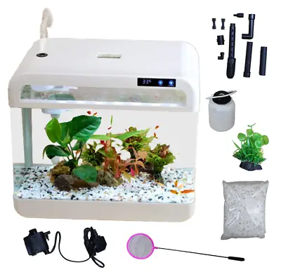 Large 26L Glass Fish Tank Aquarium Colorful Touch LED Fish Aquarium Humidifier • £64.95