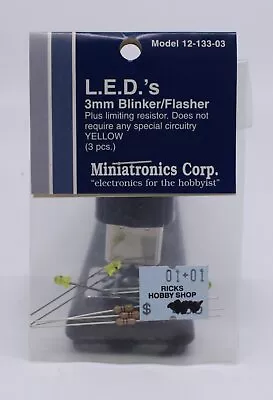 Miniatronics 12-133-03 HO L.E.D.'S 3mm Blinker/Flasher (Pack Of 3) • $6.99