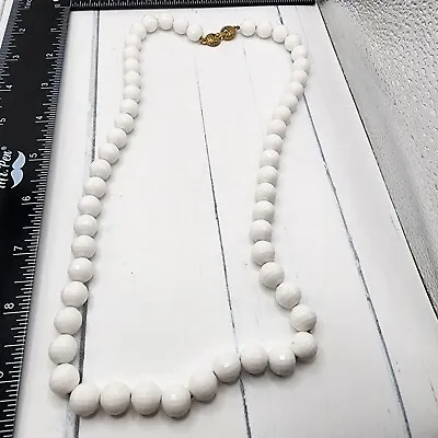 Vintage Monet White Beaded Necklace Faceted 22  • $9.97