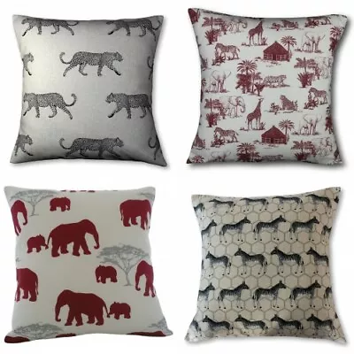 £7.45 • Buy 17  Cushion Cover Handmade  In Red Elephants Red Safari Zebra Leopard Giraffe