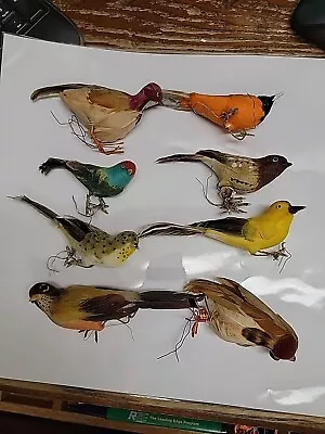 Vintage Real Feather Bird Figures/Decorations; Lot Of 8 Japan & Hong Kong  • $19.99