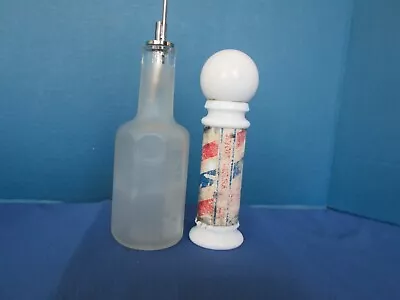 2 Vintage Barber Items - Frosted Cologne Bottle - Avon Barber Pole Bottle • $1.50