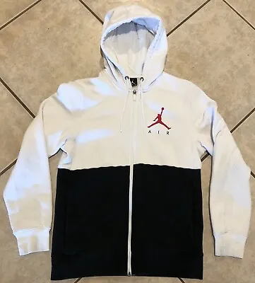 Nike Air Jordan Jumpman Fleece Hoodie Men’s Medium White Blue Full Zip Red Logo • $24.99