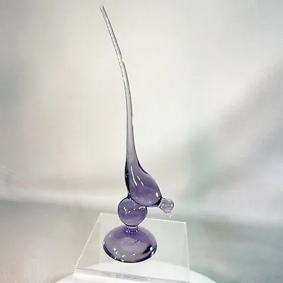 Rare Vintage Viking Glass Long Tail Bird Lilac Teaberry Purple Amethyst 10.25  • $350