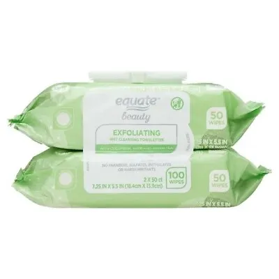 Twin Pack 100 Count Exfoliating Wet Cleansing Make Up Remover Facial Wipe • $9.52