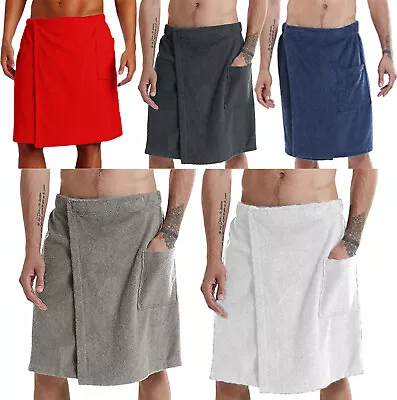 Mens Bath Skirt Wrap Towel Bathrobe Shower Beach Spa Bathing Bathroom Pocket  • $5.63