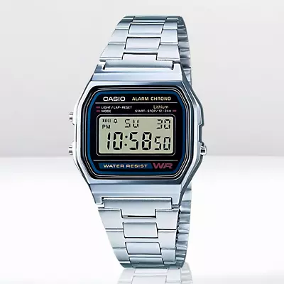 Casio A158W Watch Vintage Retro Silver Stainless Steel Digital Unisex  PreOrder  • $34