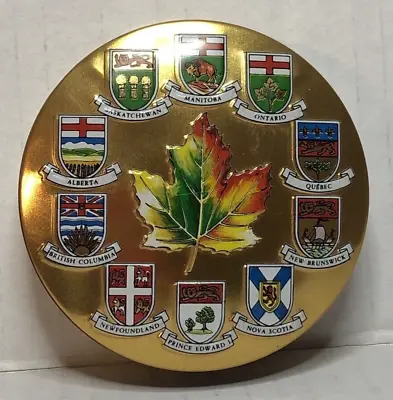 Vintage Niagara Falls Canada Round Tin Box Maple Leaf Souvenir • $7.22