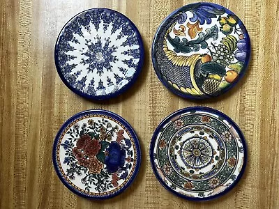 Set Of 4 Midcentury Ceramic Coasters With Medieval Motif Fornasetti Style ITALY • $35