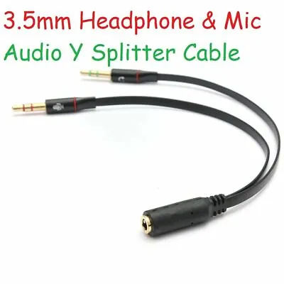 £2.49 • Buy 3.5mm Y Splitter Jack 2 Male - Female Headphone Mic Micphone Audio Adapter Cable