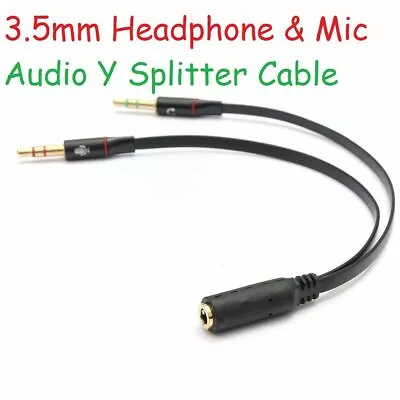 3.5mm Y Splitter Jack 2 Male - Female Headphone Mic Micphone Audio Adapter Cable • £2.48