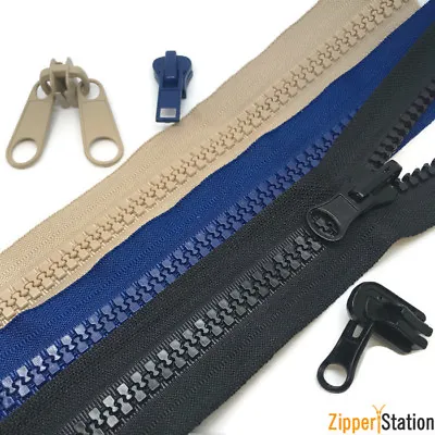 #8 Chunky Plastic Continuous  Zipper - Twin Reversible Sliders - Marine Use • £22.85