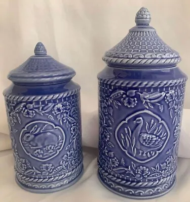 Jay Willfred Andrea By Sadek Blue Majolica Canisters • $31.95