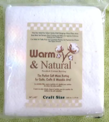 * Warm And Natural Needed Cotton QUILT BATTING Craft Size 34x45  Infant Quilt Sz • $14.99