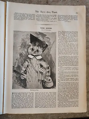 Large LOUIS WAIN Cats Illustration - Boys Own Paper October 14th 1900 (1) • £8.95