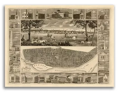 St. Louis MO 1848 Historic Panoramic Town Map - 18x24 • $13.95