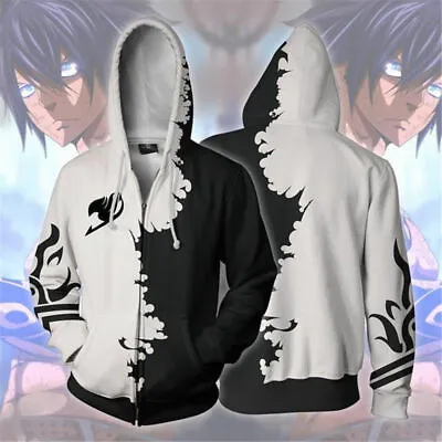 $20.95 • Buy Anime Fairy Tail Gray·Fullbuster Cosplay Hoodie Sweatshirts Zipper Jacket Coat 