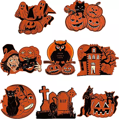 8 Pieces Vintage Halloween Party Decorations Assorted Black Orange Retro Hal... • $14.55