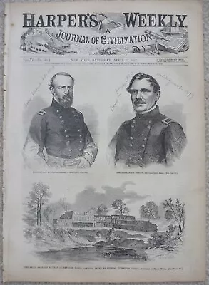 1862 Harper's Weekly April 12 Civil War Monitor Vs Merrimac Battle Of Winchester • $45