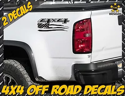 4x4 Truck Decal MATTE BLACK AMERICAN FLAG Chevrolet Silverado Colorado Sierra  • $14.50