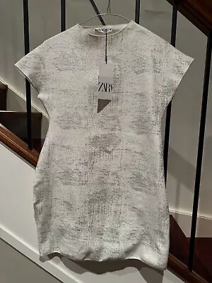 Zara Ladies Metallic Silver Dress Size Large Brand New With Tags • $40