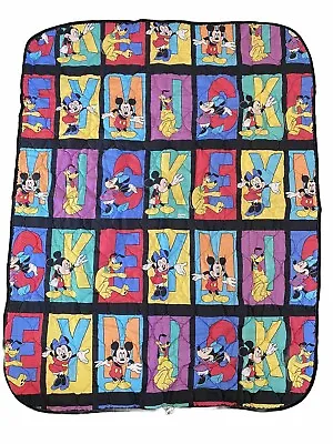 Vintage Colorful Disney Mickey Mouse Crib Quilt Free Shipping! • $29.99