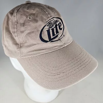 Miller Lite Beer Hat Khaki Beige Embroidered Logo Adjustable Strap Baseball Cap • $12.99