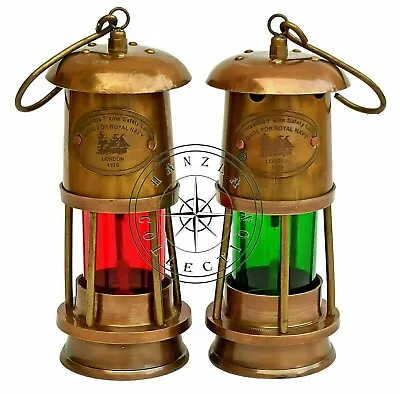 Set Of 2 Antique Brass Minor Lamp Vintage Nautical Ship Boat Light Lantern • $53.94