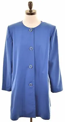 £12.54 • Buy LUISA SPAGNOLI Womens Overcoat UK 14 Medium Blue Virgin Wool HA11