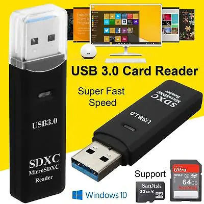 £3.45 • Buy USB 3.0 Card Reader SD Micro SD Card Reader 2 Slots For Windows Vista Mac Linux
