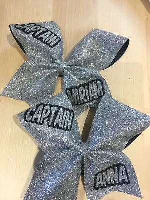 1 X Captain CHEER BOW CHEERLEADING   Any   NAME 15 Colours To Choose From • £12