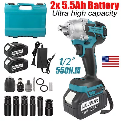 Impact Wrench 1/2'' Cordless Electric Gun High Power Driver /2x Li-ion Battery • $39.99