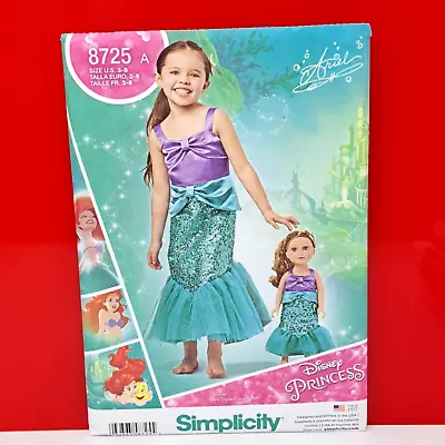 Simplicity S8725 Pattern Child & 18  Doll Costume Little Mermaid Ariel Size 3-8 • $9.99