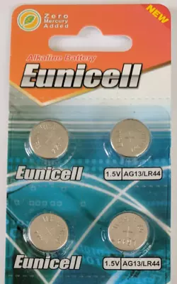 4 X Eunicell AG13 LR44 1.5V Button/Coin Batteries LR 44 A76 357 Zero Mecury • £1.85