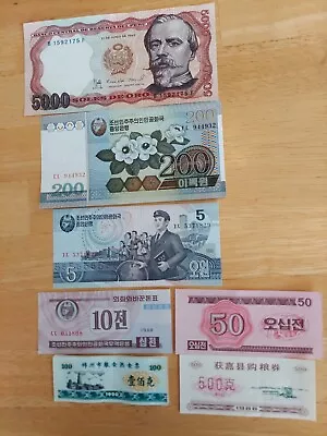 Lot Of 5 Diff Unc And Cir Banknotes Plus 2 Free Chinese Ration Coupons • $7.50