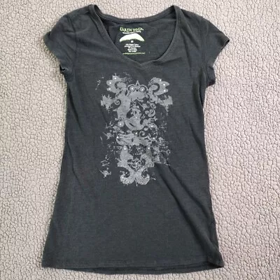 Earth Yoga Top Women's Medium Sustainable Organic Black Gray Stretch • $12