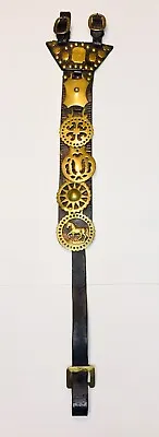 Antique English Victorian Brass Leather Horse Brass Martingale Ornament C1880 VG • $165