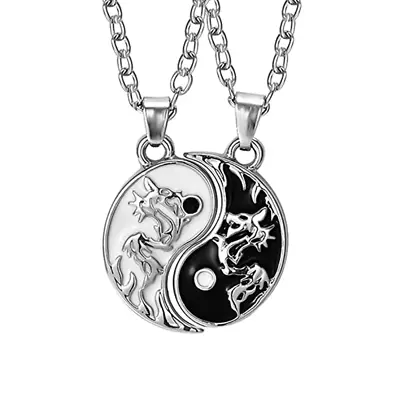 Dragon Yin Yang Couples Friend Pendant Necklace Chain For Women Mens Jewelry • $2.92