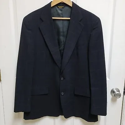 Turnbury Blazer Mens 44 S Navy Window Pane Wool 2 Button Vent Office Academia • $29.95