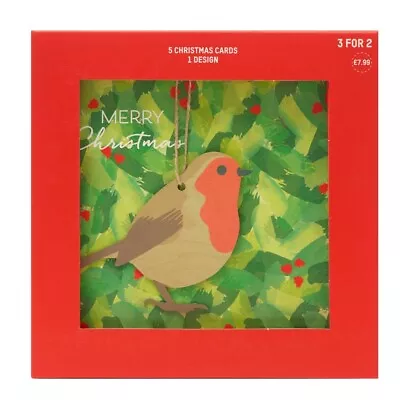 Christmas Card Charity Keepsake Robin 5 Pack OXFAM New F1 • £1