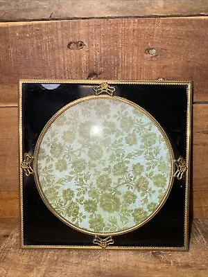 Vintage Square Brass Picture Frame W/Black Reverse Painted Round Glass Fits 5x5  • $19.99