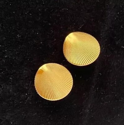 Monet Gold Tone Clip Earrings Vintage 1980's  Signed Free Shipping • $12.90