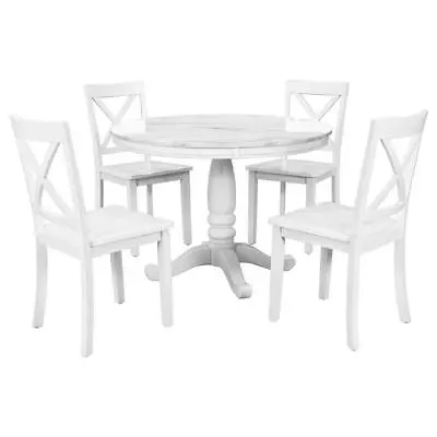 5pcs Rectangular Dining Table Set Home Kitchen Room Table&Chairs Wood Dining Set • $816.79